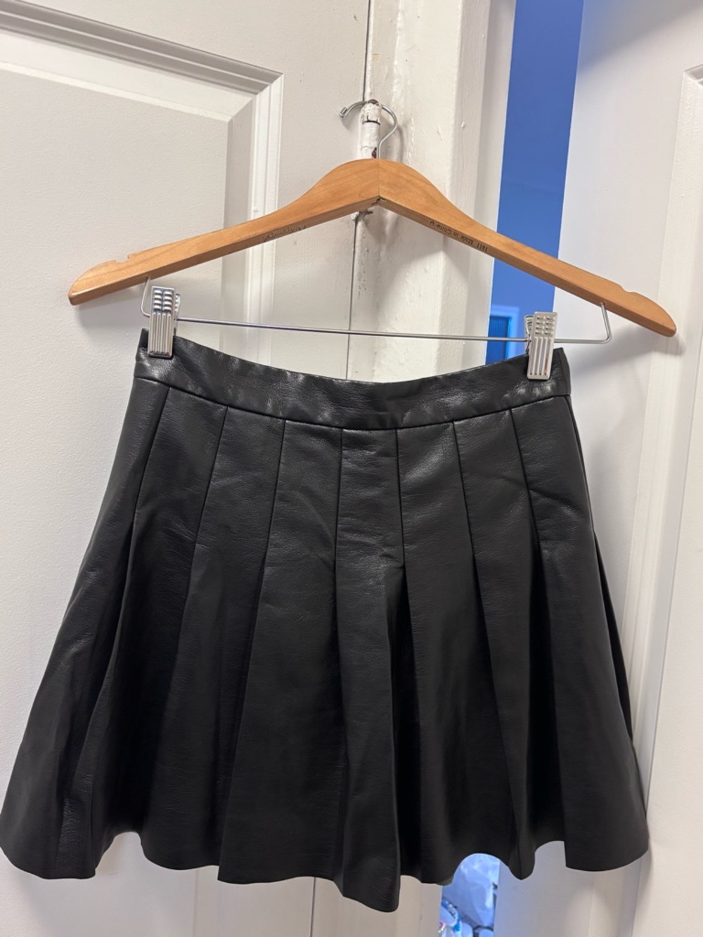 Sunday Best Black Faux Leather Pleated Skater Skirt - Picture 2 of 10